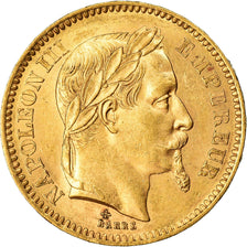 Moeda, França, Napoleon III, 20 Francs, 1865, Paris, MS(60-62), Dourado