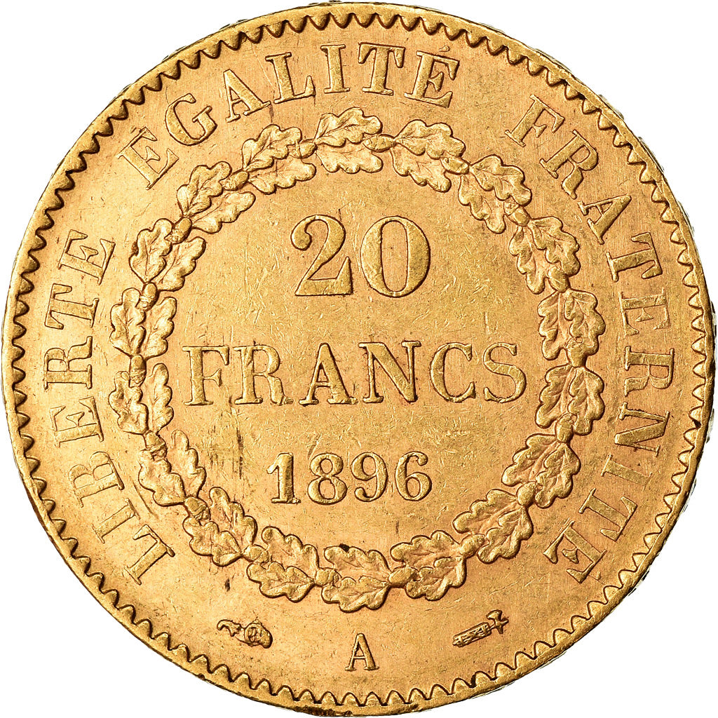 Coin, France, Génie, 20 Francs, 1896, Paris, MS(60-62), Gold, KM:825