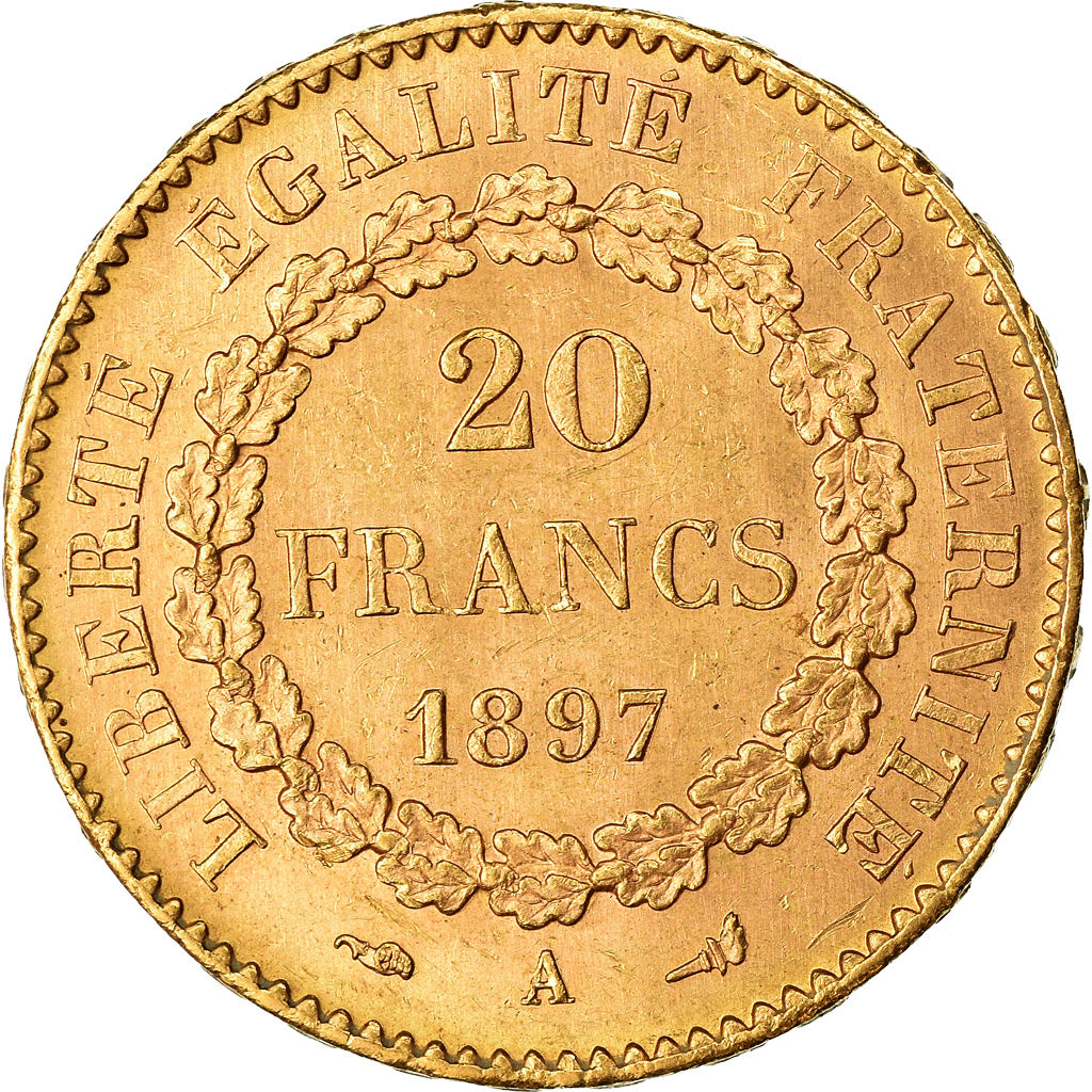 Munten, Frankrijk, Génie, 20 Francs, 1897, Paris, PR, Goud, KM:825