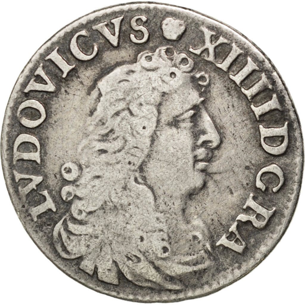FRANCE, 4 Sols dits « des Traitants », 4 Sols, 1676, Lyon, KM #23...