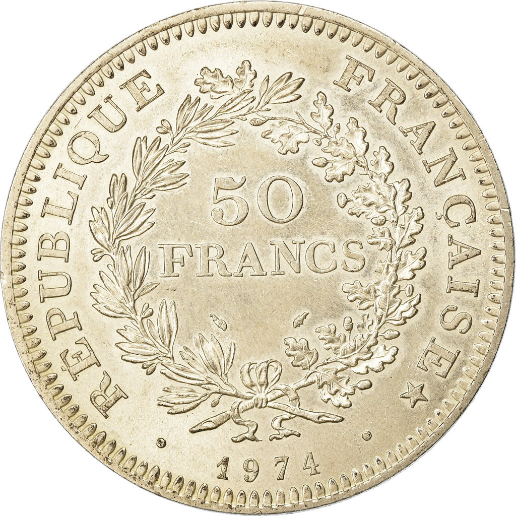 Coin, France, Hercule, 50 Francs, 1974, Avers 20 francs, AU(50-53), Silver