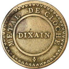Coin, France, Dixain de Rochon, 1791, Lyon, AU(50-53), Métal de cloche