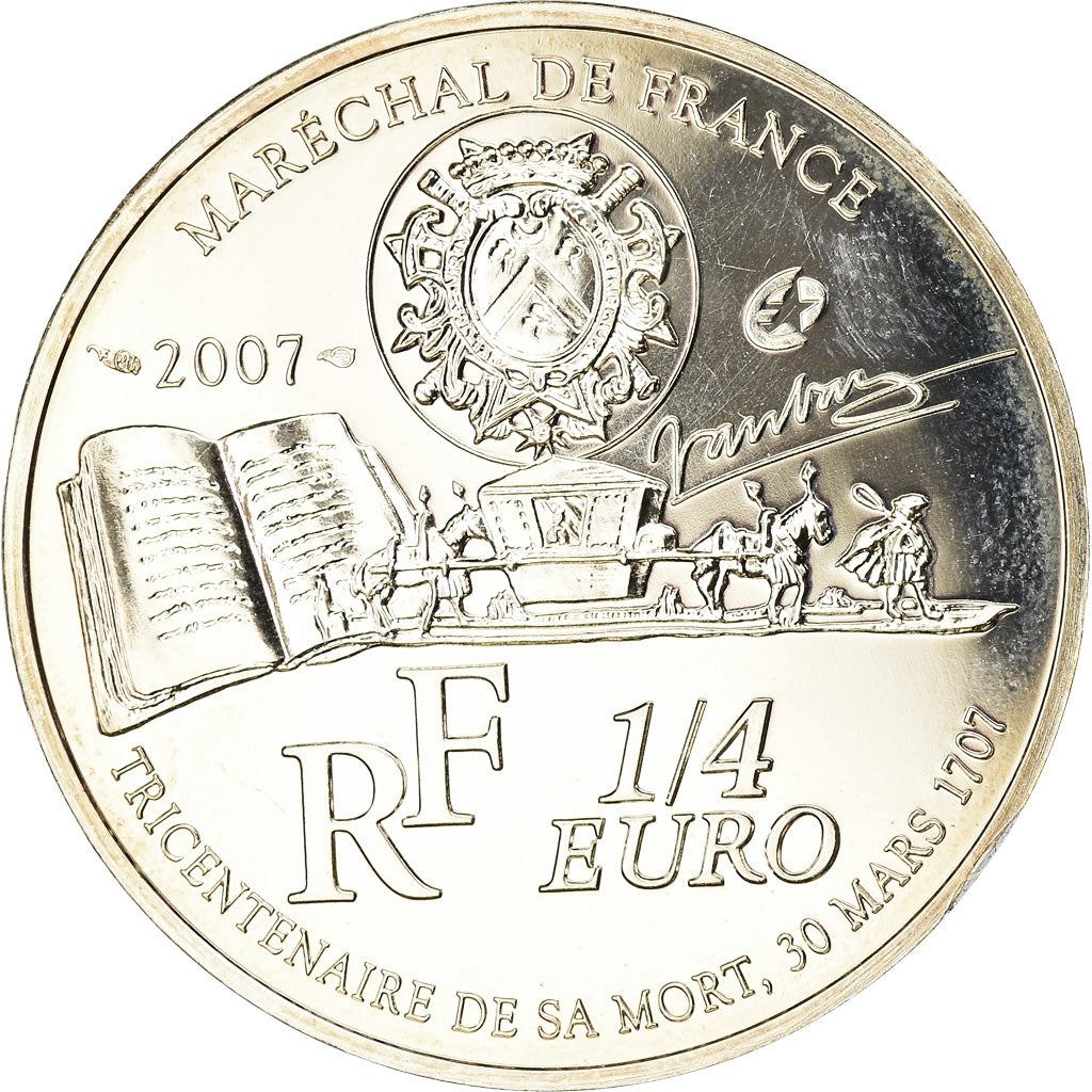 France, 1/4 Euro, 2007, BE, MS(65-70), Silver, Gadoury:EU252, KM:1461