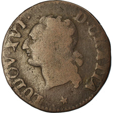 Moneda, Francia, Louis XVI, Liard, Liard, 1789, Lille, BC+, Cobre, KM:585.14