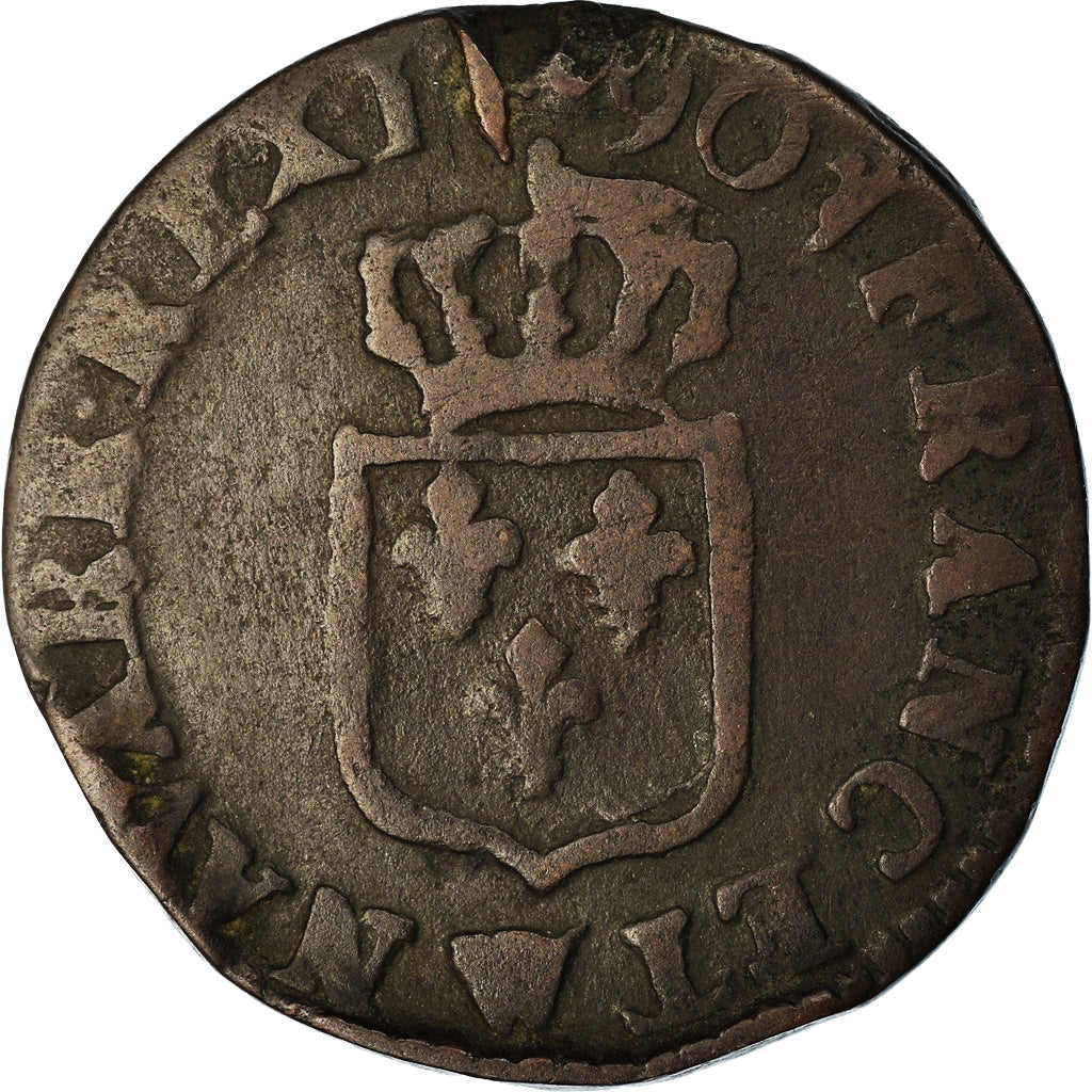 Moneta, Francia, Louis XVI, Liard, Liard, 1790, Lille, B+, Rame, KM:585.14