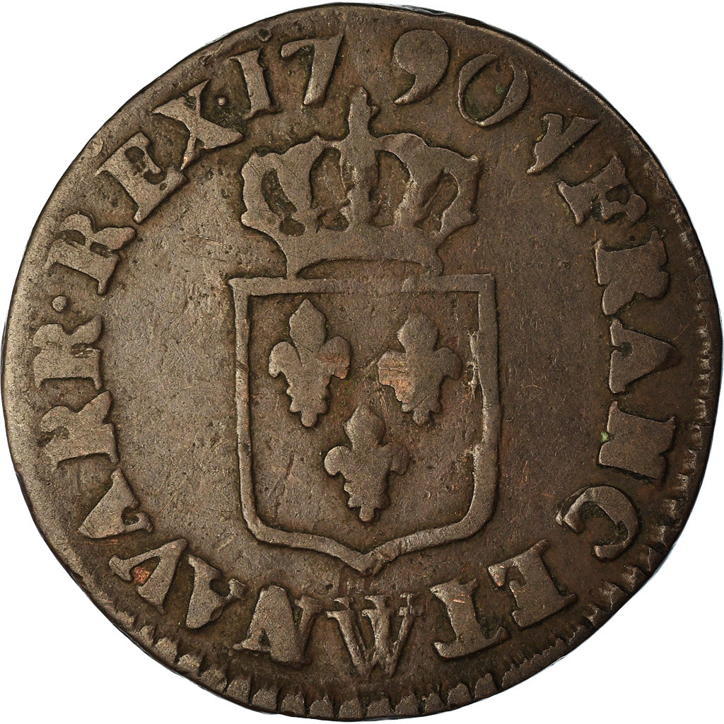 Münze, Frankreich, Louis XVI, Liard, Liard, 1790, Lille, S+, Kupfer, KM:585.14