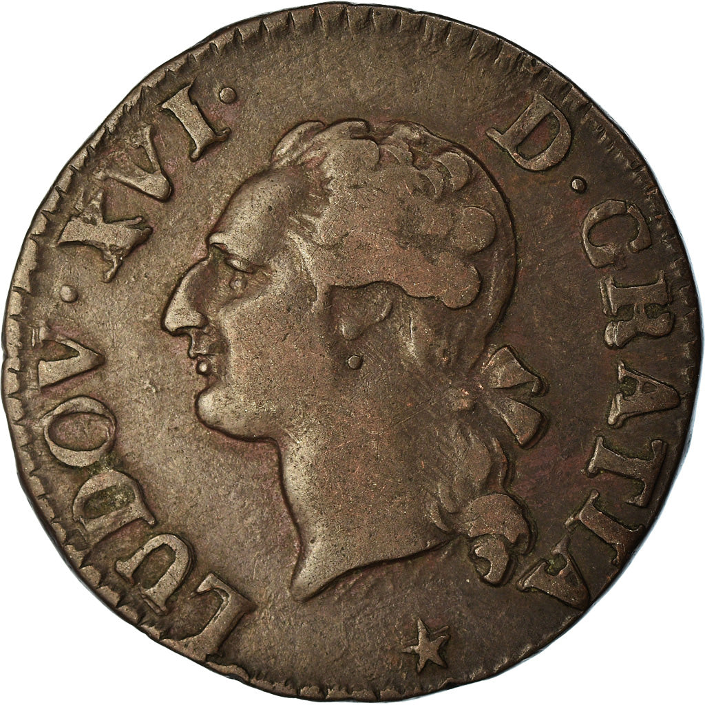 Moneda, Francia, Louis XVI, Liard, Liard, 1790, Lille, MBC, Cobre, KM:585.14