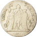 Moneta, Francja, Union et Force, 5 Francs, An 10, Bordeaux, VF(20-25), Srebro