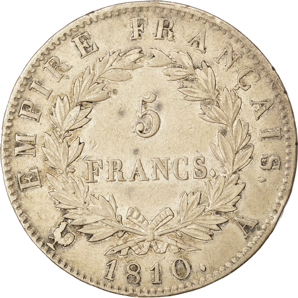 Coin, France, Napoléon I, 5 Francs, 1810, Paris, EF(40-45), Silver, KM:694.1