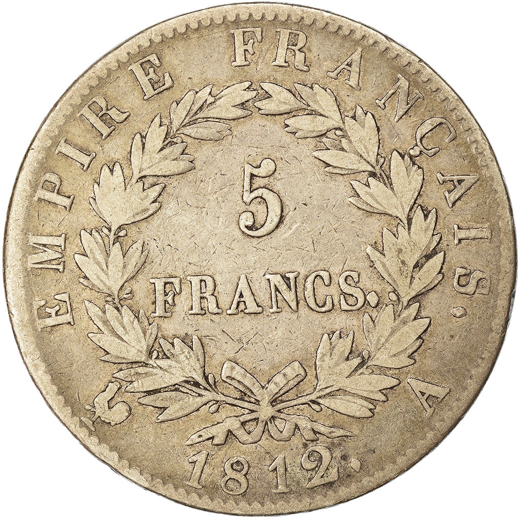 Coin, France, Napoléon I, 5 Francs, 1812, Paris, VF(30-35), Silver, KM:694.1