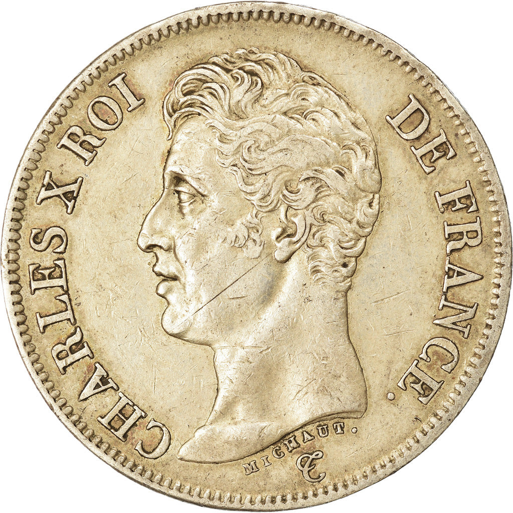 Moneta, Francja, Charles X, 5 Francs, 1826, Paris, AU(50-53), Srebro, KM:720.1