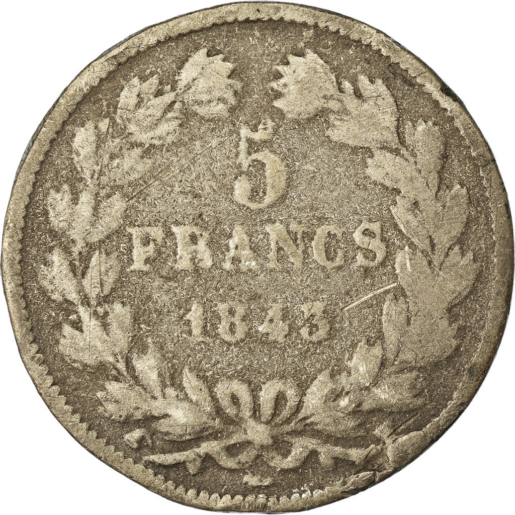 Coin, France, Louis-Philippe, 5 Francs, 1843, Lille, Contemporary forgery in