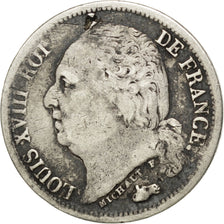 FRANCE, Louis XVIII, 1/2 Franc, 1824, Paris, KM #708.1, VF(20-25), Silver,...