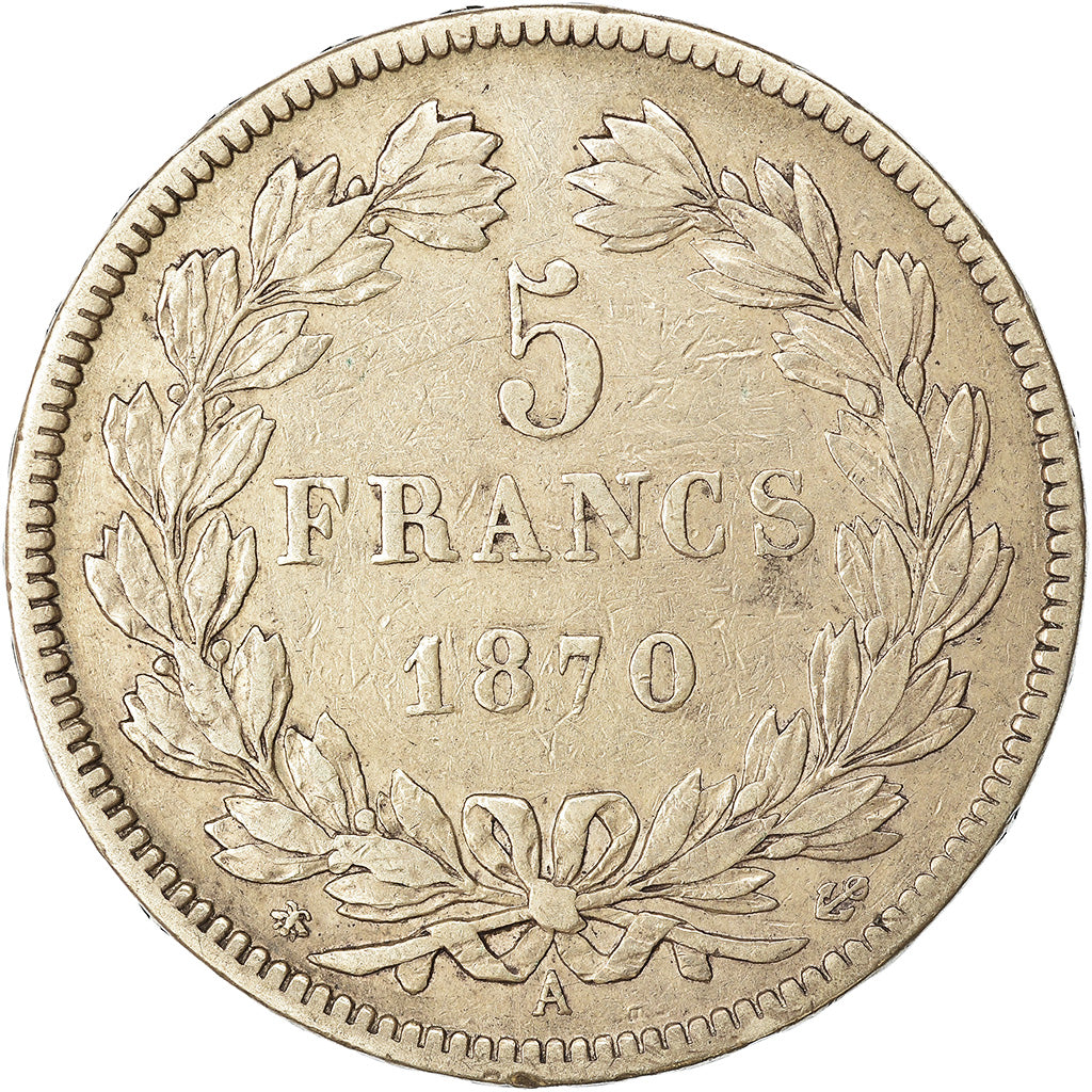 Münze, Frankreich, Cérès, 5 Francs, 1870, Paris, S+, Silber, KM:819