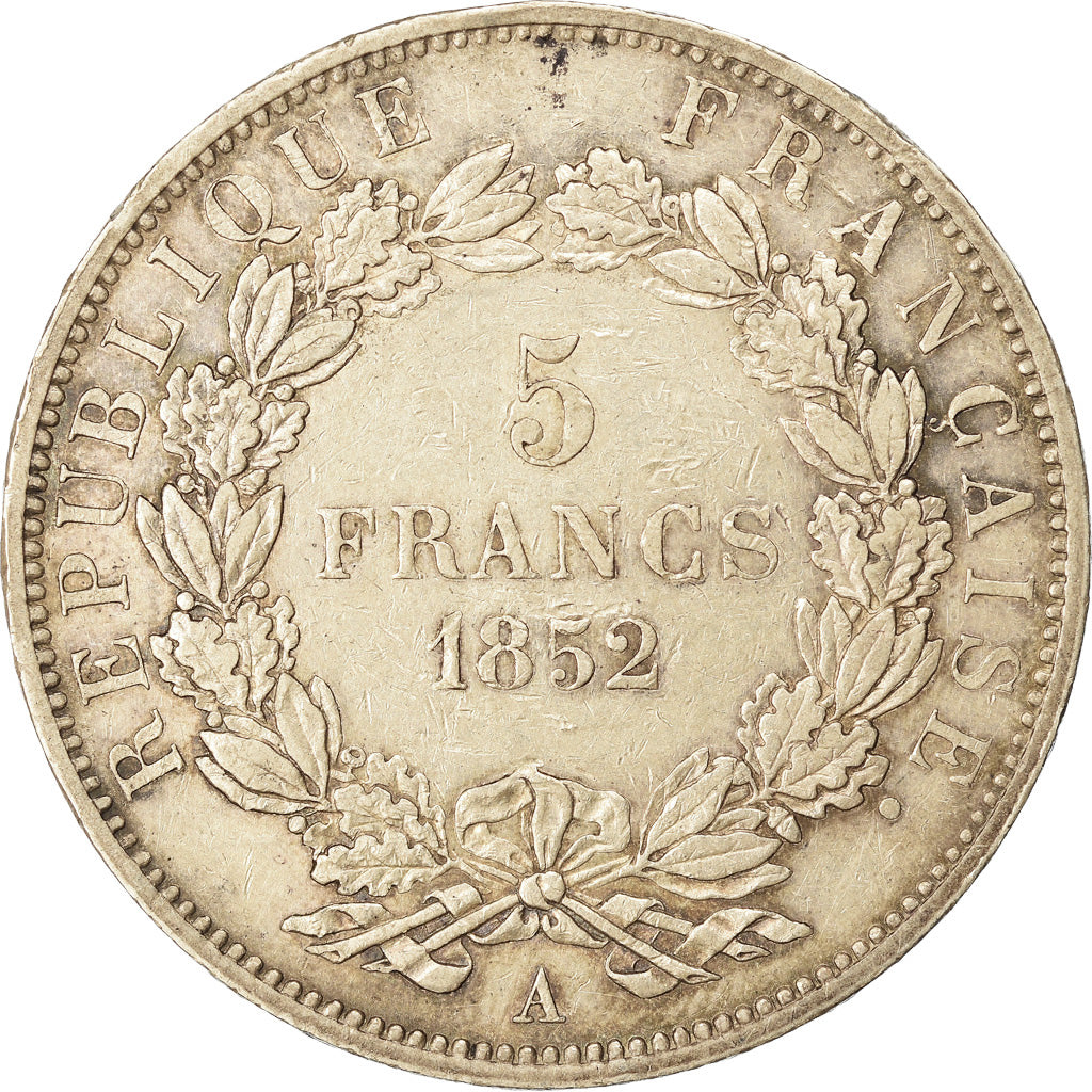 Moneta, Francia, Napoléon III, 5 Francs, 1852, Paris, BB, Argento, KM:773.1