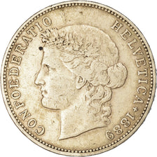 Coin, Switzerland, 5 Francs, 1889, Bern, VF(30-35), Silver, KM:34