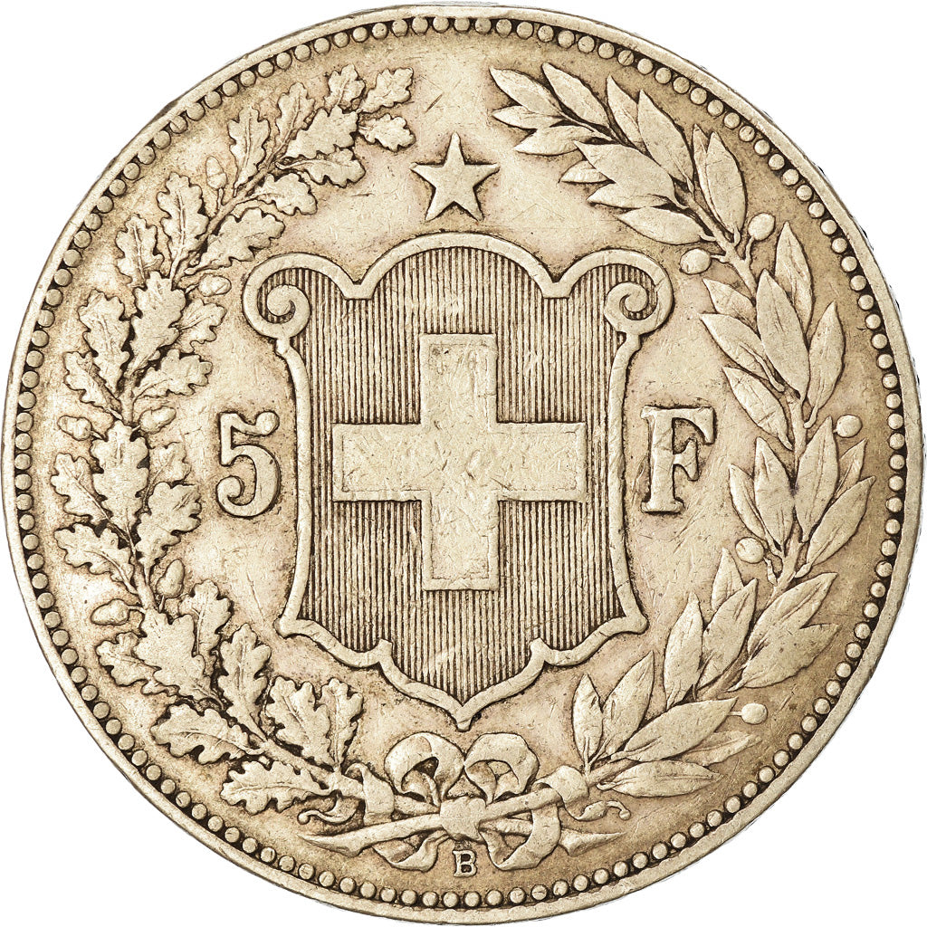 Coin, Switzerland, 5 Francs, 1889, Bern, VF(30-35), Silver, KM:34