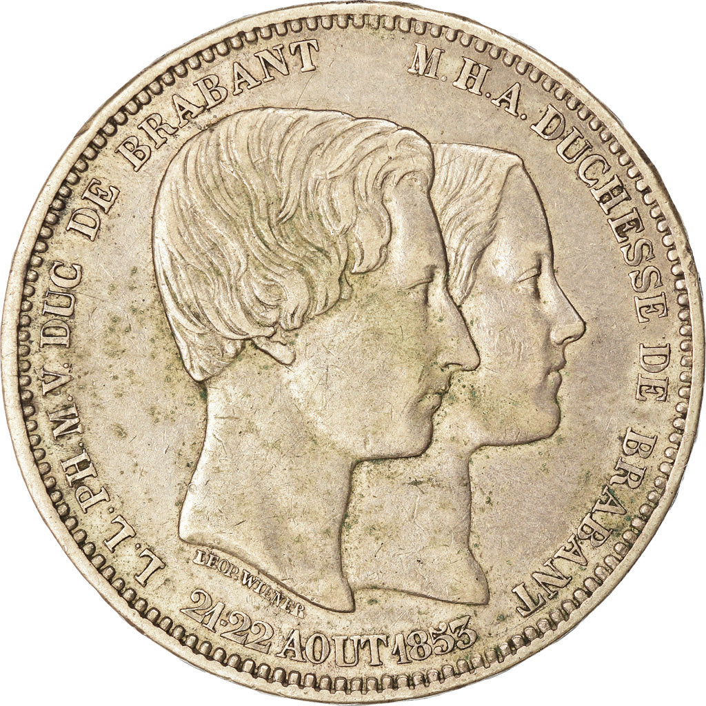 Coin, Belgium, Leopold I, 5 Francs, 1853, EF(40-45), Silver, KM:2.1
