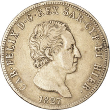 Munten, Italiaanse staten, SARDINIA, Carlo Felice, 5 Lire, 1827, Genoa, ZF
