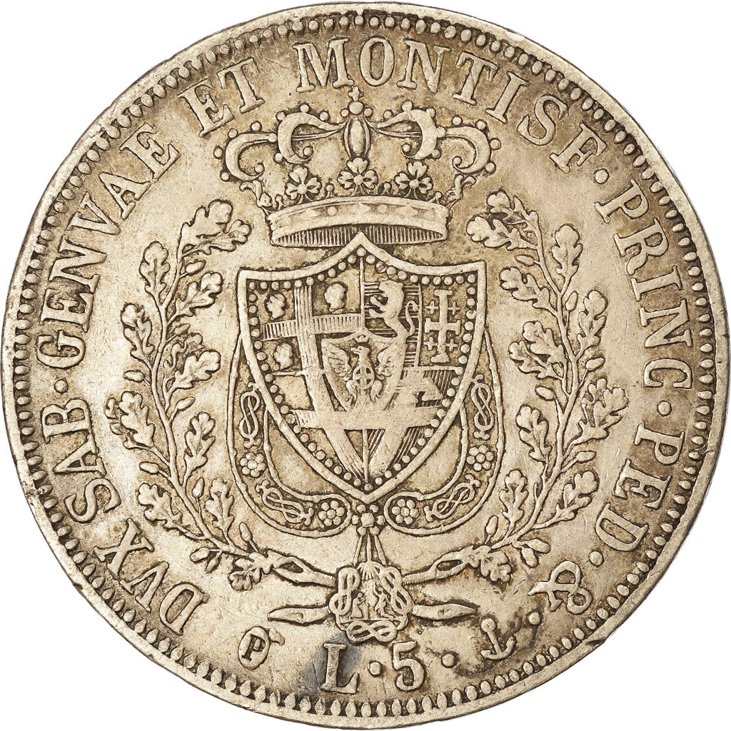 Munten, Italiaanse staten, SARDINIA, Carlo Felice, 5 Lire, 1827, Genoa, ZF
