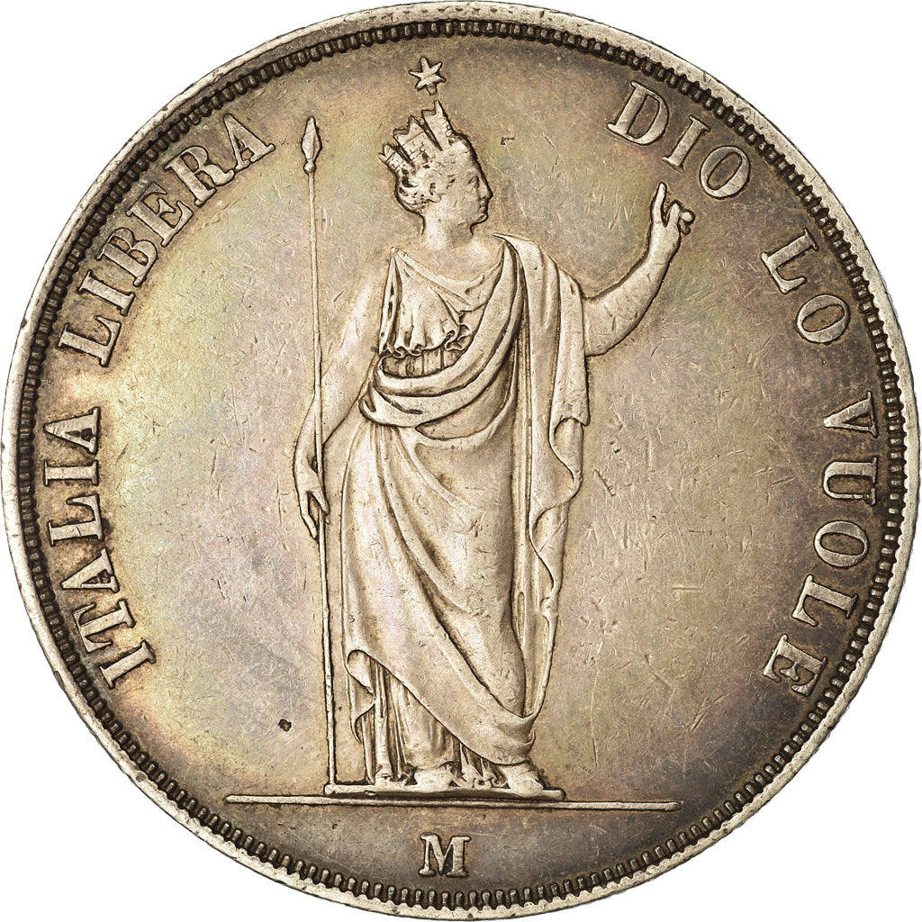 Moneta, STATI ITALIANI, LOMBARDY-VENETIA, 5 Lire, 1848, Milan, BB+, Argento