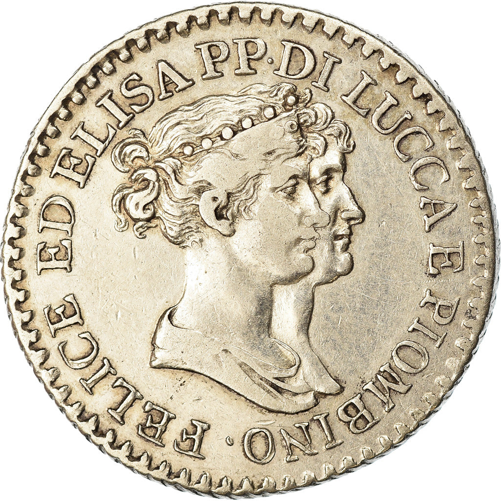 Coin, ITALIAN STATES, LUCCA, Franco, 1806, Firenze, AU(50-53), Silver, KM:23