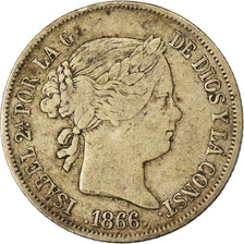Moneta, Spagna, Isabel II, 40 Centimos, 1866, MB+, Argento, KM:628.2