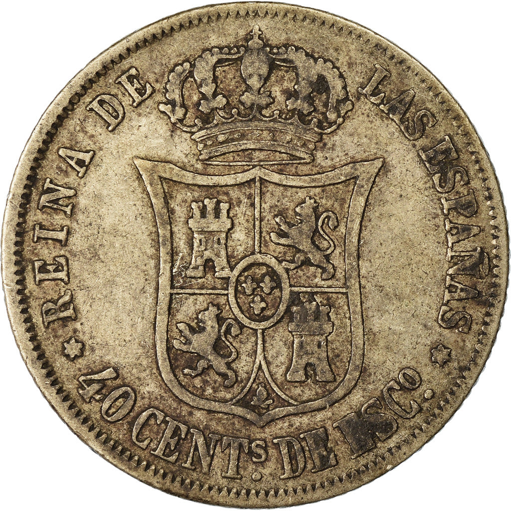 Moneta, Spagna, Isabel II, 40 Centimos, 1866, MB+, Argento, KM:628.2