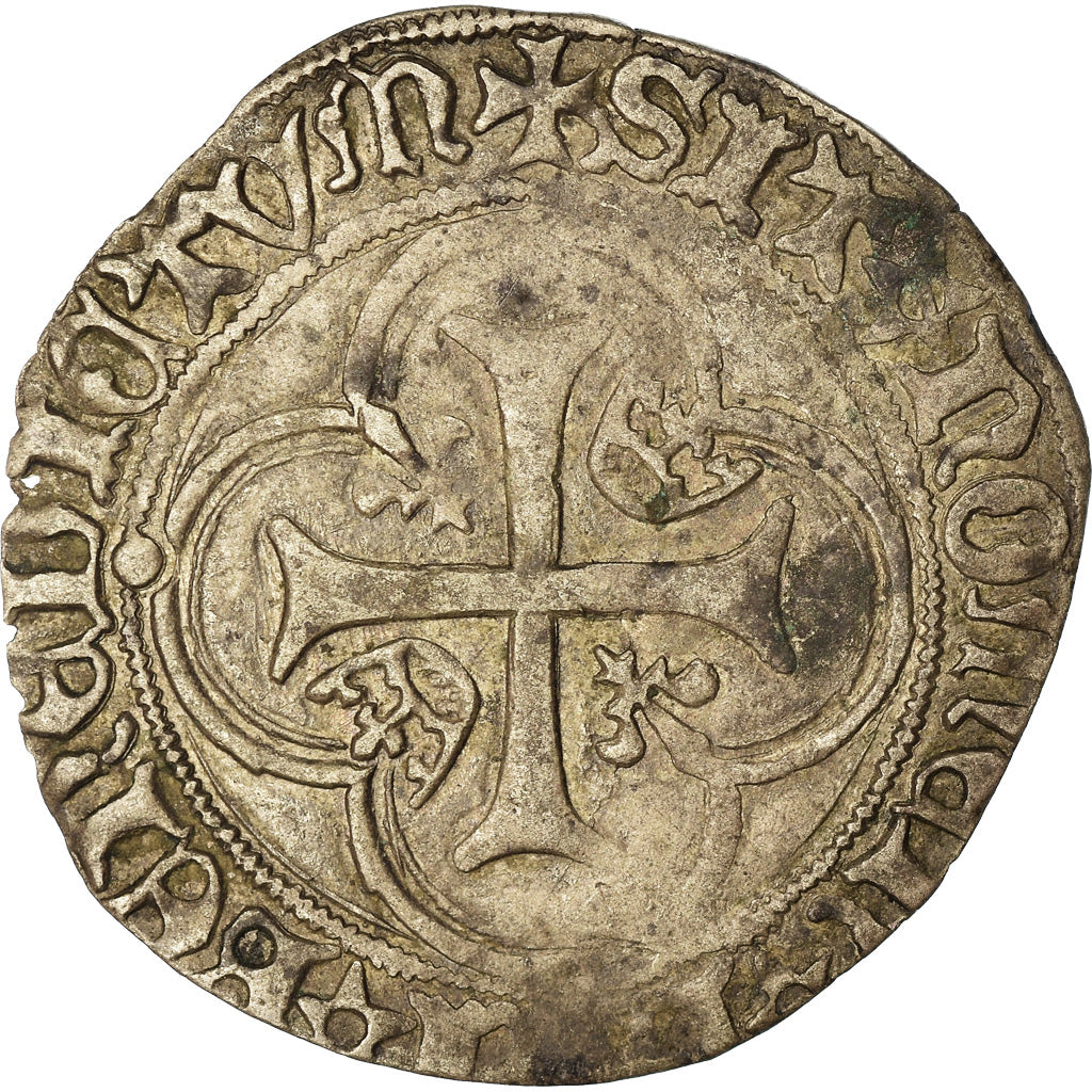 Munten, Frankrijk, Charles VII, Blanc à la couronne, Tournai, ZF, Zilver