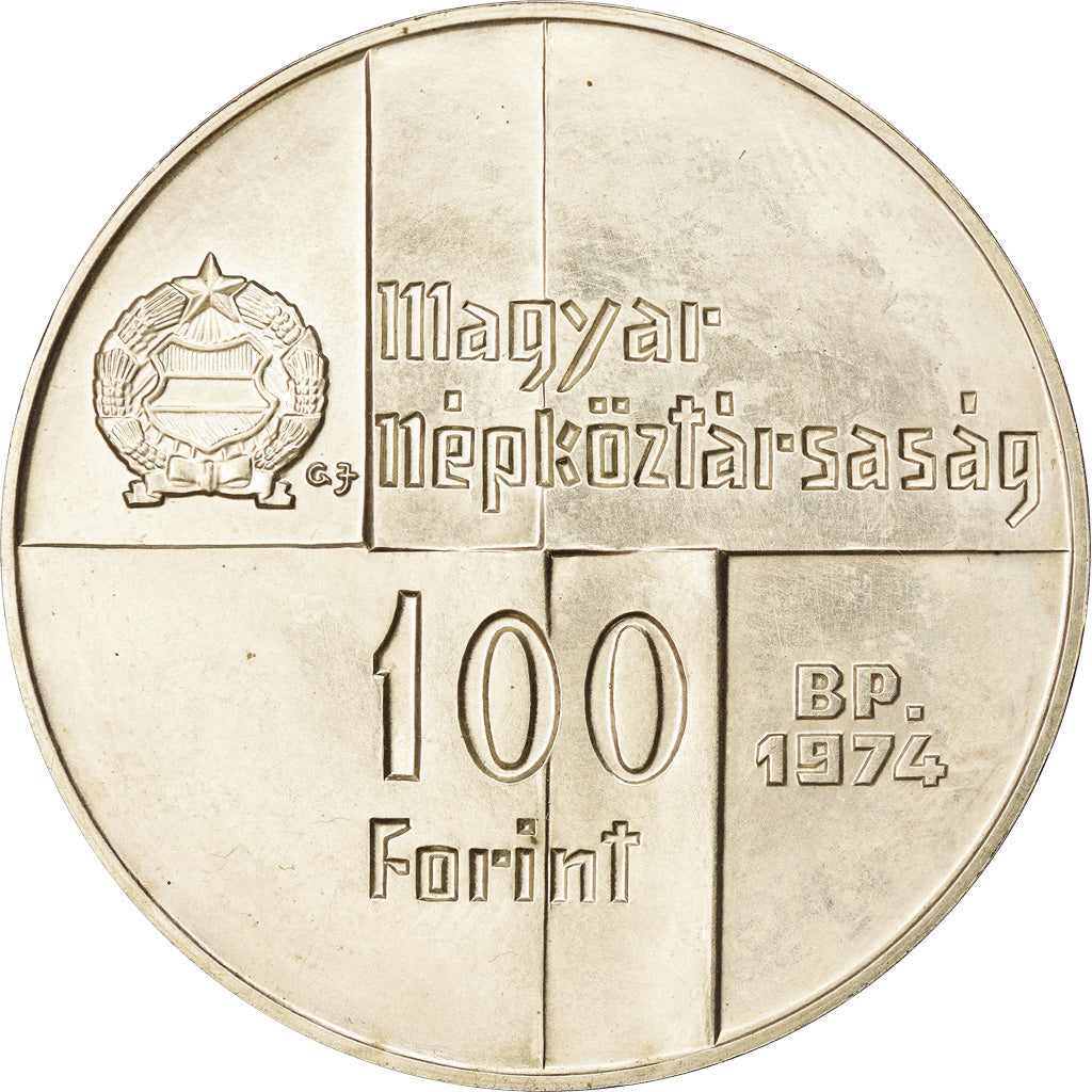 Coin, Hungary, 100 Forint, Szaz, 1974, MS(60-62), Silver, KM:603