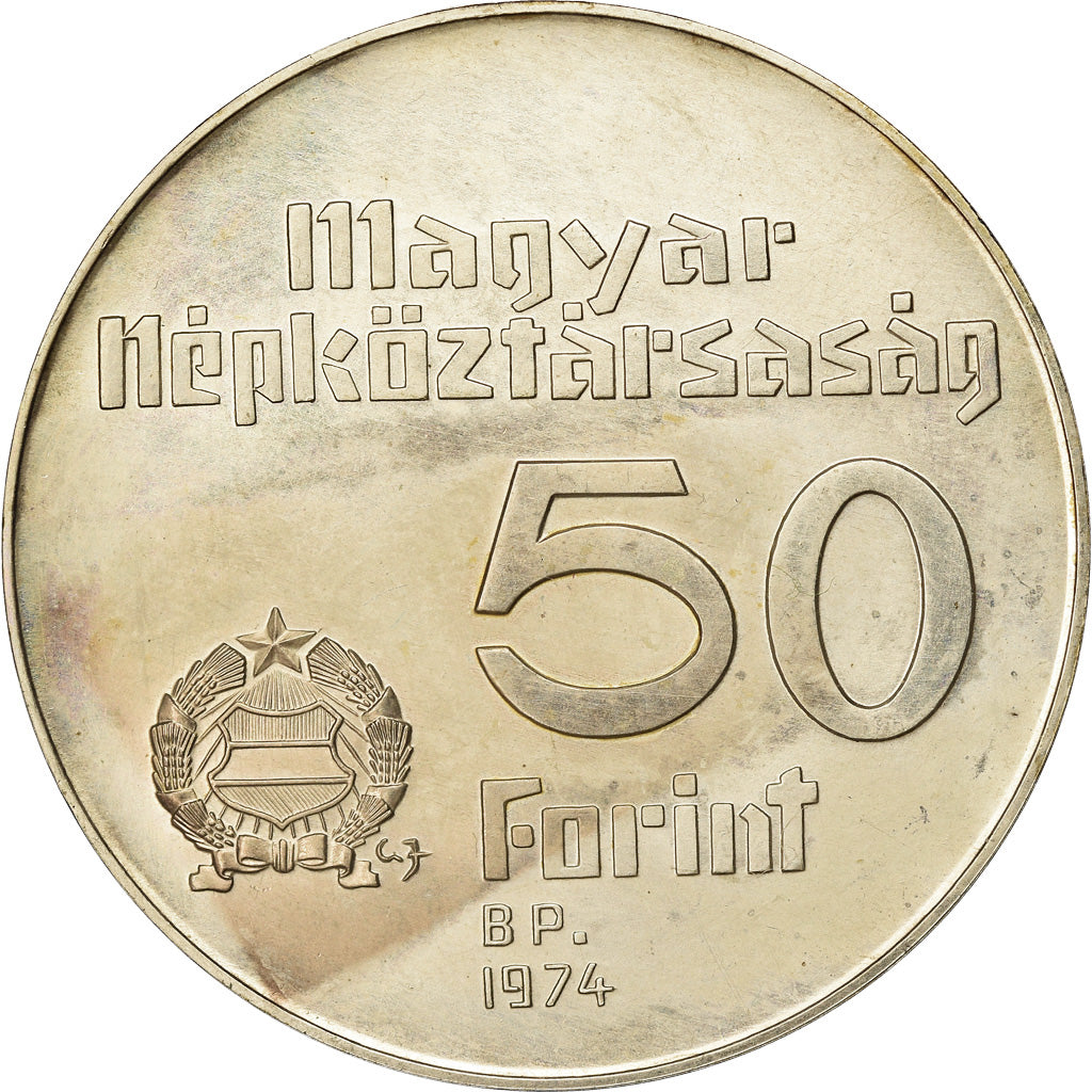 Coin, Hungary, 50 Forint, Otven, 1974, AU(55-58), Silver, KM:601