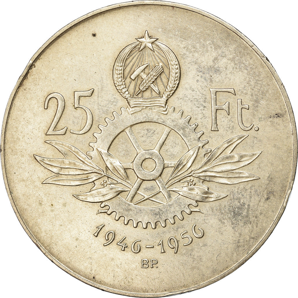 Coin, Hungary, 25 Forint, Huszonot, 1956, Budapest, AU(55-58), Silver, KM:554