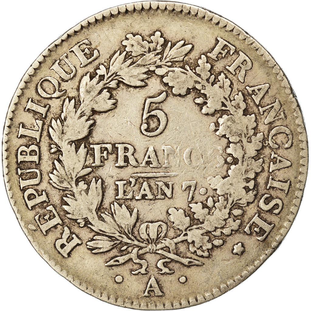 Coin, France, Union et Force, 5 Francs, AN 7, Paris, VF(30-35), Silver
