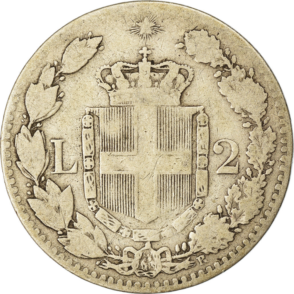 Coin, Italy, Umberto I, 2 Lire, 1882, Rome, VF(20-25), Silver, KM:23