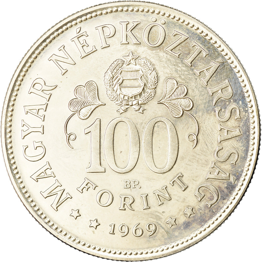 Coin, Hungary, 100 Forint, Szaz, 1969, MS(60-62), Silver, KM:590