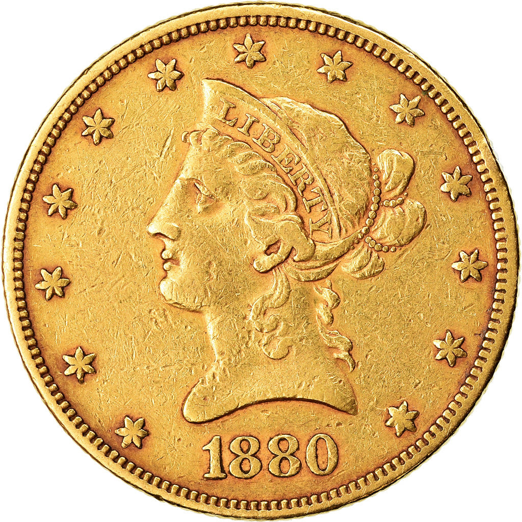 Coin, United States, Coronet Head, $10, Eagle, 1880, U.S. Mint, Philadelphia