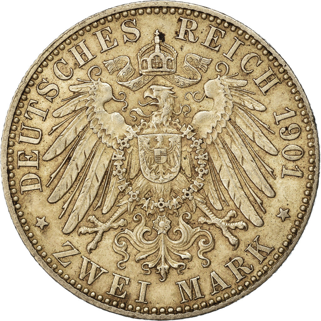Coin, German States, PRUSSIA, Wilhelm II, 2 Mark, 1901, Berlin, EF(40-45)