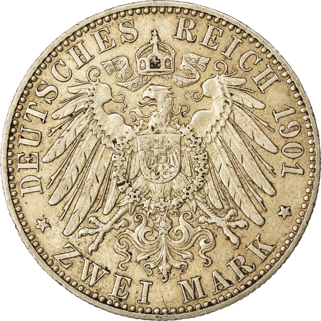 Coin, German States, PRUSSIA, Wilhelm II, 2 Mark, 1901, Berlin, EF(40-45)