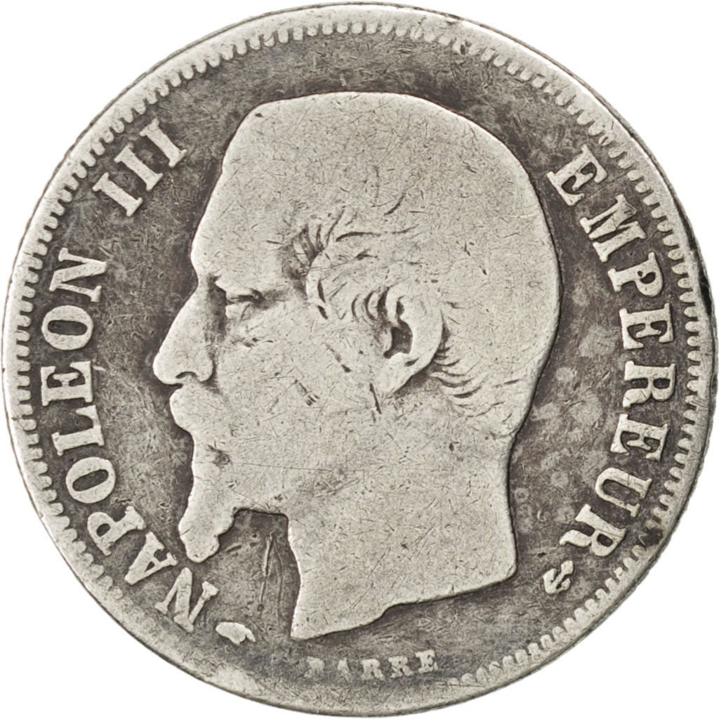 FRANCE, Napoléon III, Franc, 1857, Paris, KM #779.1, VG(8-10), Silver, Gadoury #
