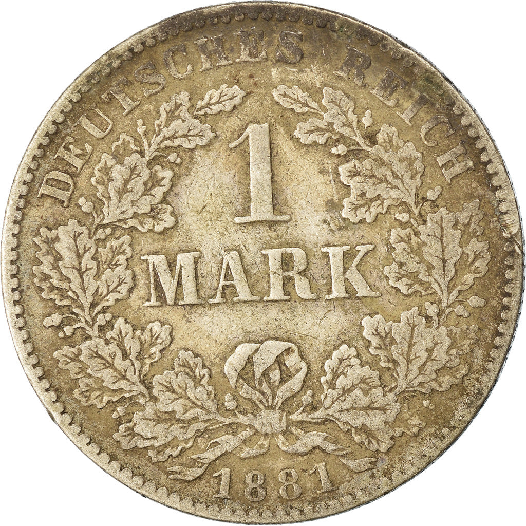 Moneta, GERMANIA - IMPERO, Wilhelm I, Mark, 1881, Stuttgart, MB+, Argento, KM:7