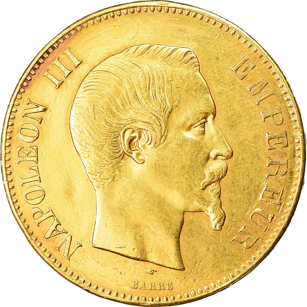 Moeda, França, Napoleon III, 100 Francs, 1857, Paris, EF(40-45), Dourado