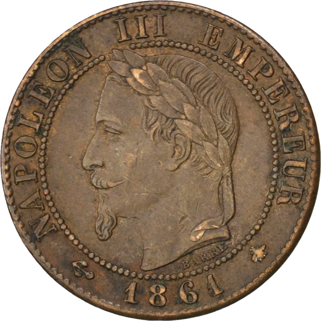 FRANCE, Napoléon III, Centime, 1861, Paris, KM #795.1, AU(50-53), Bronze, Gadour