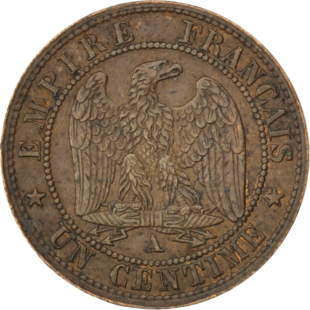 FRANCE, Napoléon III, Centime, 1861, Paris, KM #795.1, AU(50-53), Bronze, Gadour