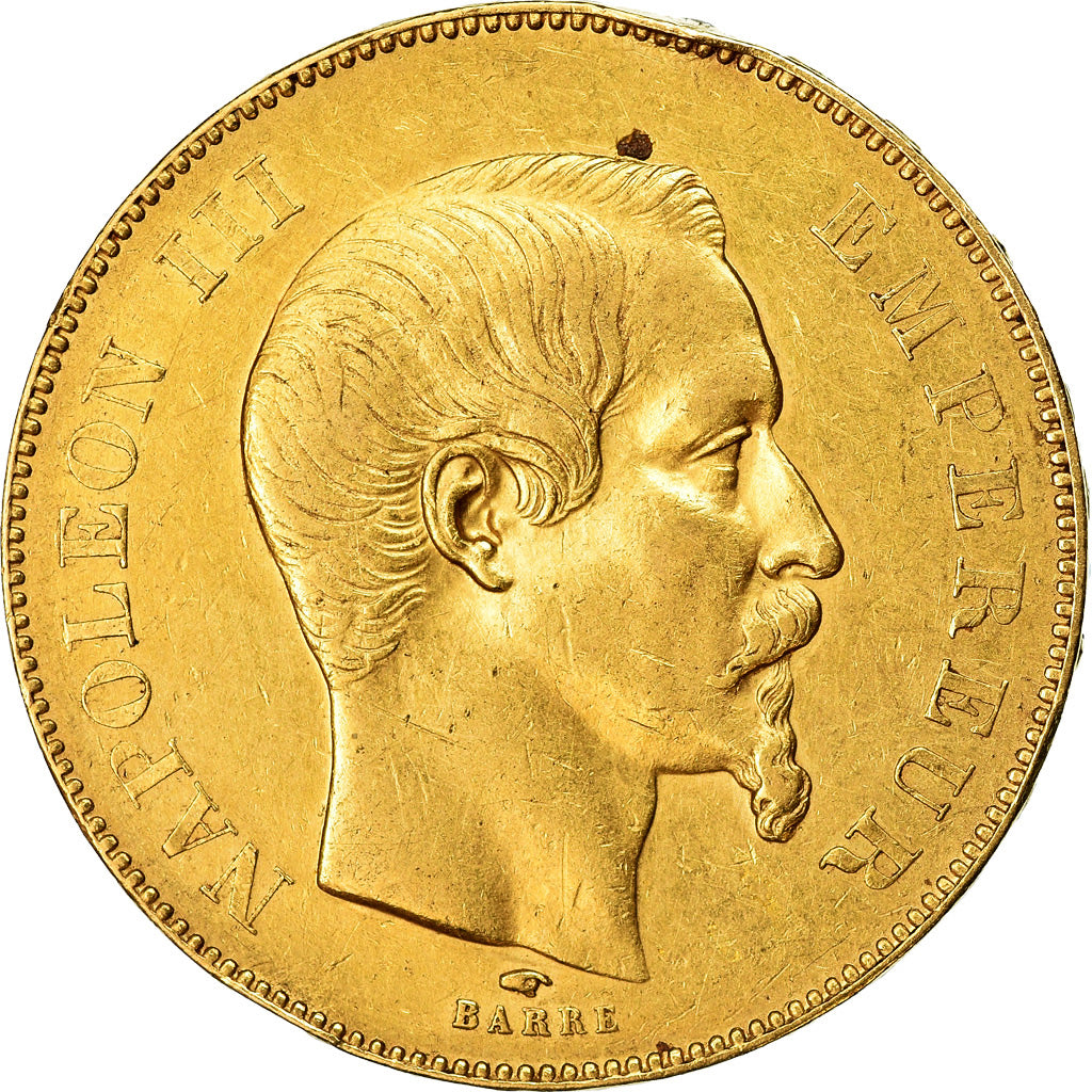 Moneta, Francia, Napoleon III, Napoléon III, 50 Francs, 1857, Paris, BB, Oro