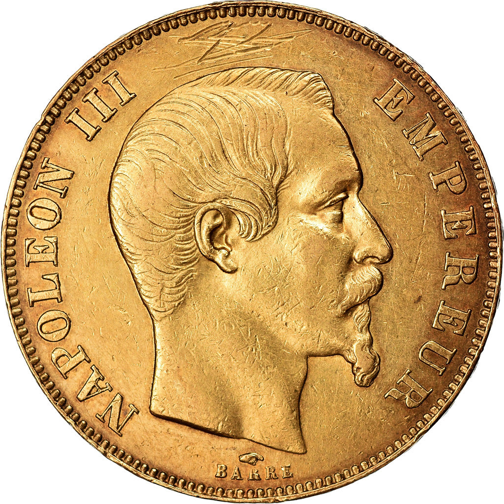 Moneta, Francia, Napoleon III, Napoléon III, 50 Francs, 1857, Paris, BB, Oro