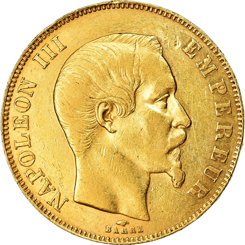 Moneda, Francia, Napoleon III, Napoléon III, 50 Francs, 1857, Paris, MBC, Oro