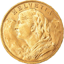 Moneda, Suiza, 20 Francs, 1925, Bern, SC+, Oro, KM:35.1