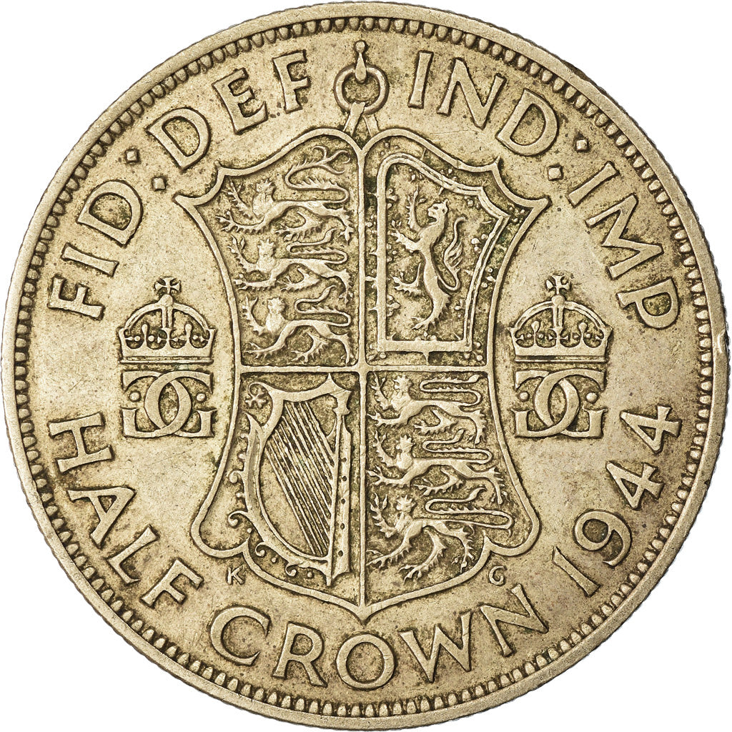 Moneta, Gran Bretagna, George VI, 1/2 Crown, 1944, BB, Argento, KM:856