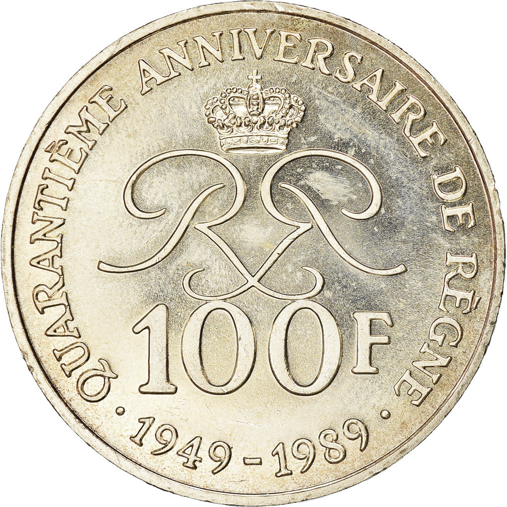 Coin, Monaco, Rainier III, 100 Francs, 1989, MS(60-62), Silver, KM:164