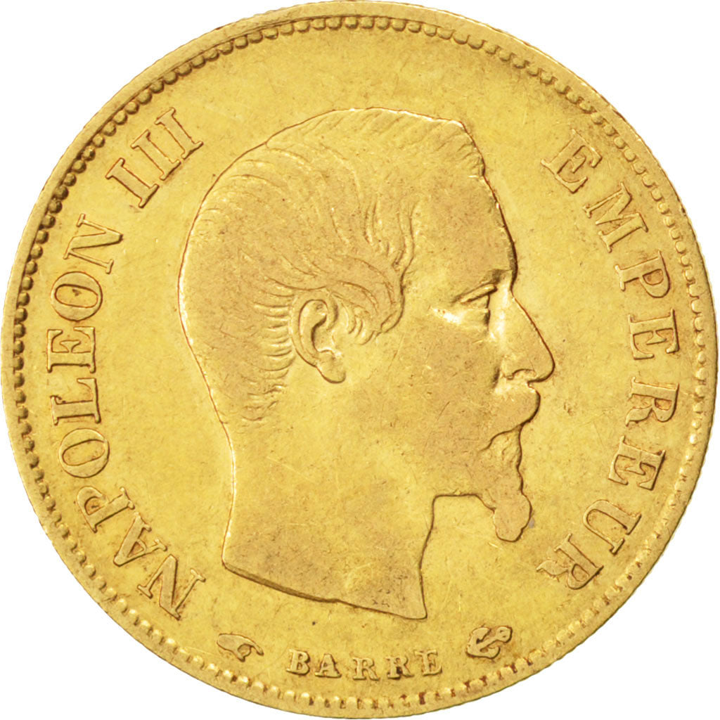 FRANCE, Napoléon III, 10 Francs, 1858, Paris, KM #784.3, VF(30-35), Gold, Gadour